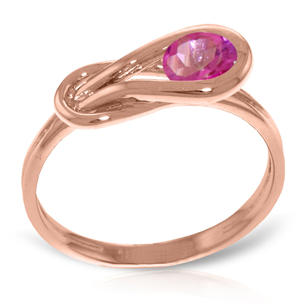 14K. SOLID GOLD RING WITH NATURAL PINK TOPAZ (Rose Gold) - Picture 1 of 2